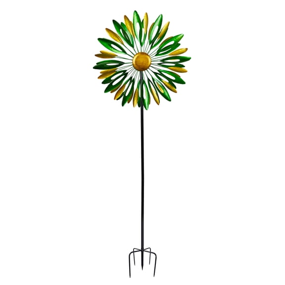 Alpine Corporation 85"H Metal Flower Kinetic Wind Spinner Garden Stake