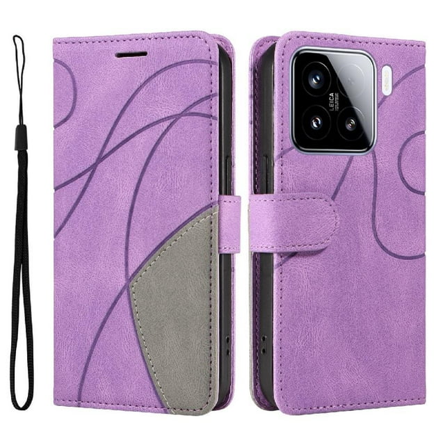 GANGXUN Flip Case for Xiaomi 15 – Leather Wallet Cover with Card Slots, Kickstand & Color Stitching Protective Folio