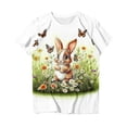 thumbnail image 5 of Pxxlle Easter Short Sleeve T Shirts for Women Funny Bunny Graphic Tees Loose Fit Crewneck Family Party Tshirt for Holiday XXXXXL, 5 of 5