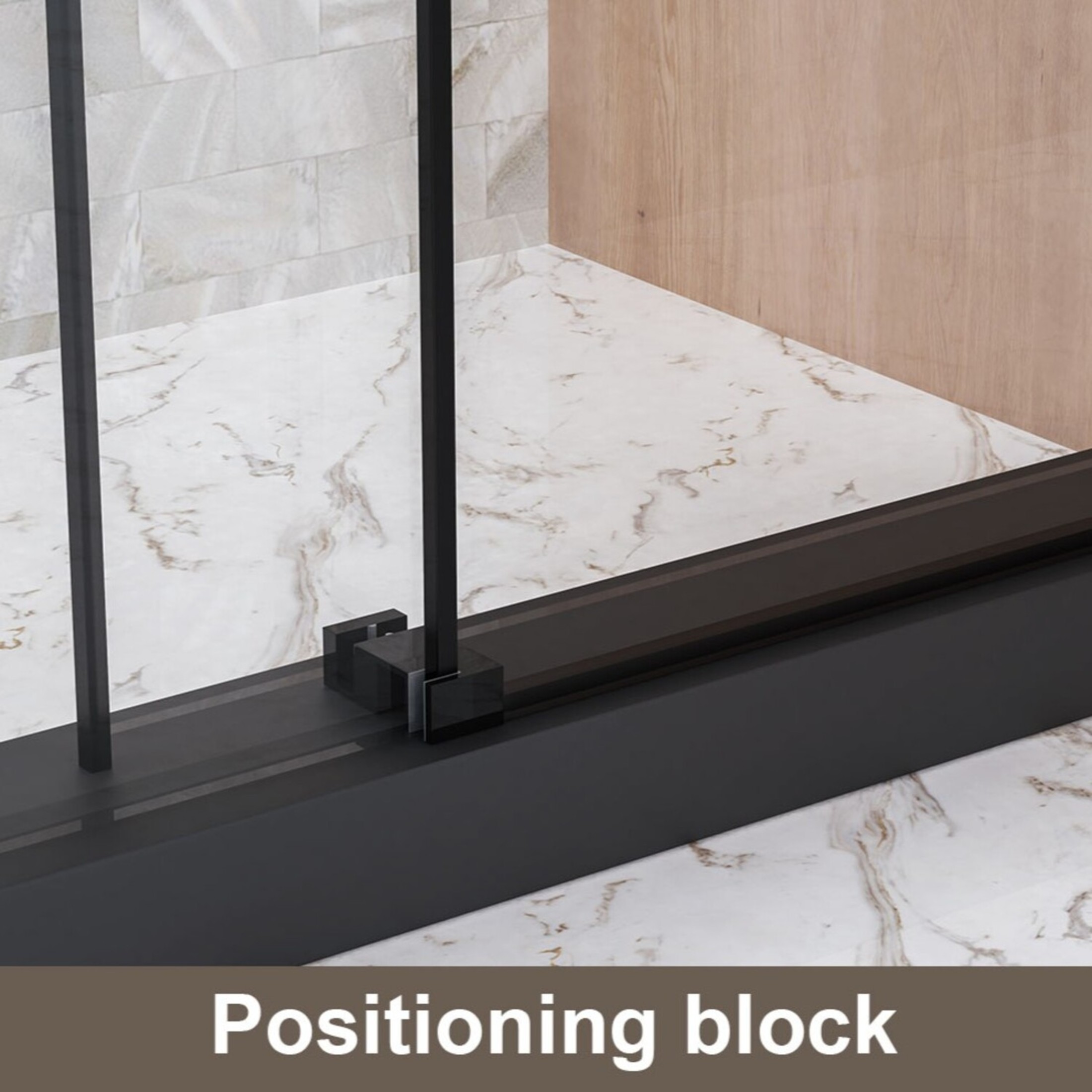 Noble House 60"x76" Frameless Sliding Shower Door, Tempered Glass with Stainless Steel Handle, Matte Black