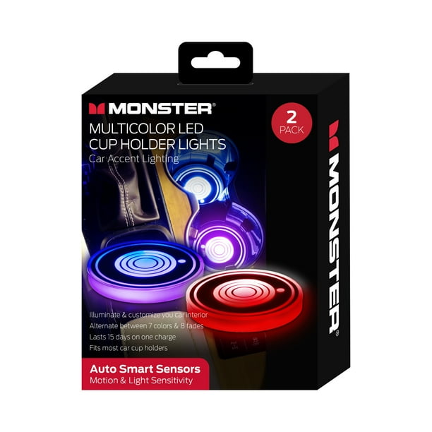 Monster LED Cup Holder Lights with Smart Sensor and Micro USB, Multi