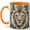Orange, variant on Jeweled Lion Coffee Mug, White Lion Mug, Ceramic 11 oz