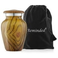 thumbnail image 5 of Small Cremation Urn for Human Ashes, Teak Wood Grain Keepsake Urn with Velvet Case, 5 of 7