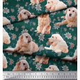 thumbnail image 2 of Soimoi Rayon Fabric Floral,Book & Golden Retriever Dog Printed Fabric 1 Yard 56 Inch Wide, 2 of 3