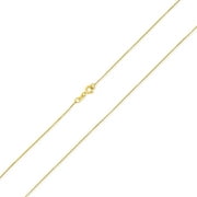 Box Chain Link 1 MM Thin 10 Gauge Necklace for Women 14K Gold Plated 925 Sterling Silver Made In Italy 20 Inch