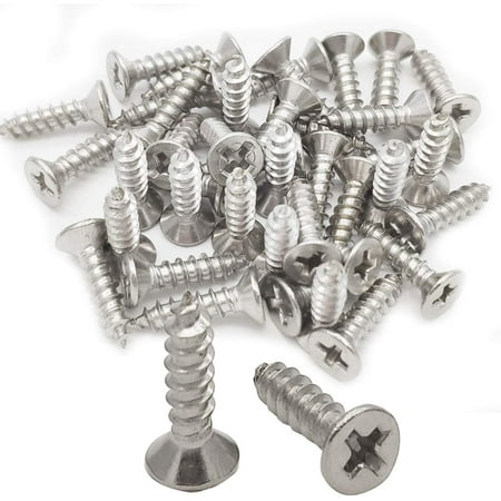

25Pcs M4x16mm Phillips Flat Head Self Tapping Wood Screws 304 Stainless Steel Plastic and Metal.Coarse Threaded Sharp Point Self Tapping