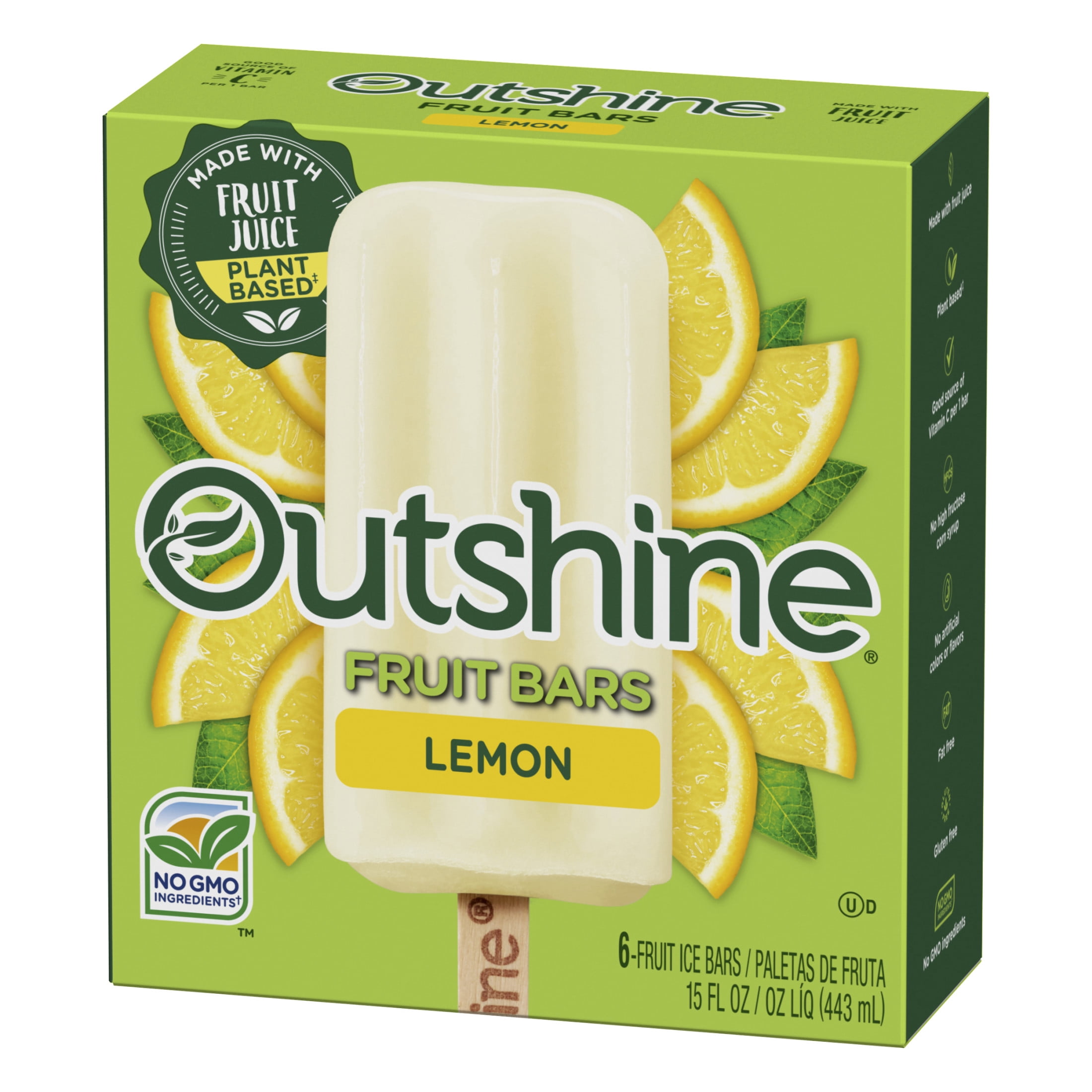 Outshine Lemon Frozen Fruit Bars, Non-GMO, Gluten Free, 6 Count