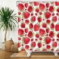 thumbnail image 3 of SUNOLIFE Red Strawberry Shower Curtain Summer Fruit Waterproof Fabric Bathroom Curtain 72x72 in, 3 of 4