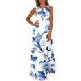 thumbnail image 2 of Nuoqisi Womens Summer Maxi Dress 2026 Casual V Neck Floral Sleeveless Sun Dress Trendy Beach Vacation Long Flowy Dresses, 2 of 8