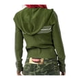 thumbnail image 4 of hirigin Female Coat, Striped Long Sleeve Hooded Close-Fitting Jacket with Zipper for Spring Fall, Green, S/M/L, 4 of 9