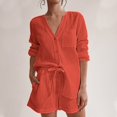 thumbnail image 2 of ameIAEA Matching Lounge Sets for Women Long Sleeve Button Down Shirt Drawstring Shorts Set with Pockets, 2 of 5