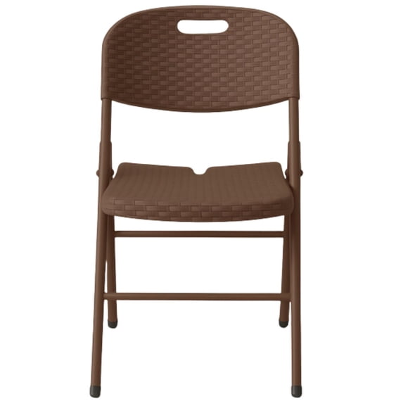 Set 10 Sillas Plegables Reforzadas 120kg Acero Polietileno Comedor Hogar Eventos Color Café Ratán.