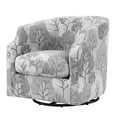 thumbnail image 4 of Comfort Pointe Banyon Gray Floral Fabric Upholstered Swivel Glider Barrel Chair, 4 of 13