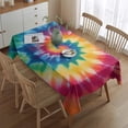thumbnail image 2 of Colorful Rainbow Tie Dye Spiral Pattern Rectangle Tablecloth 60"x84",Waterproof Polyester Rectangle Table Cloth, Wipeable Spillproof Polyester Tablecloth for Dining, Camping, Indoor and Outdoor, 2 of 5