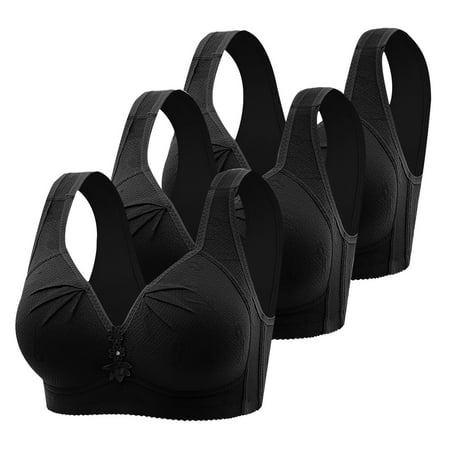 Weikingp Bras for Women  Adjustable Shoulder Straps Thin without Bra Breathable Back Underwear Gathered Bra Bralettes for Women Plus Size Lingerie Clearance Black 44