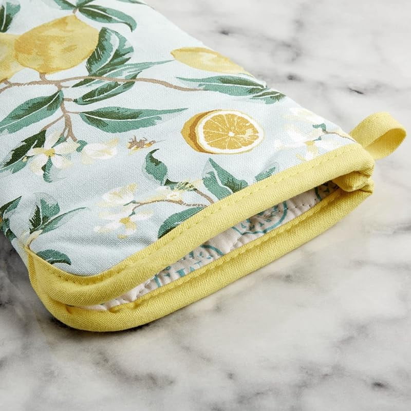 Lemon Whimsy Oven Mitt 2-Pack Set, Yellow, 7"x13"