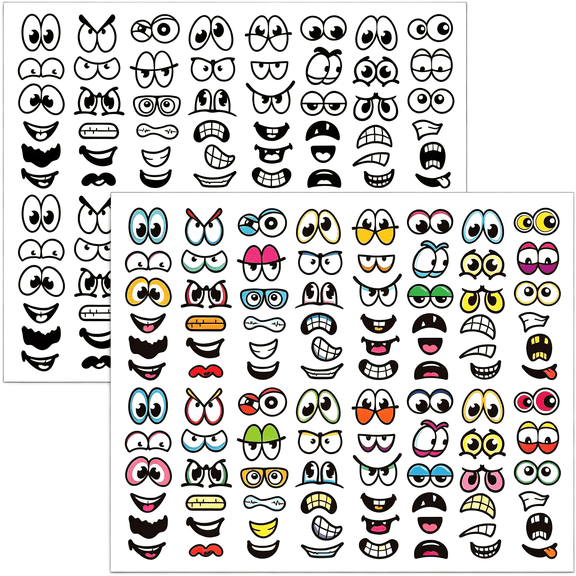 CCOCC 1152Pcs Face Sticker Eyes Mouth Cartoon Halloween Stickers Funny Labels Gift Decor for Crafts Kids Scrapbooks Cards Diy Party Supplies Halloween Stickers(Mouth12)
