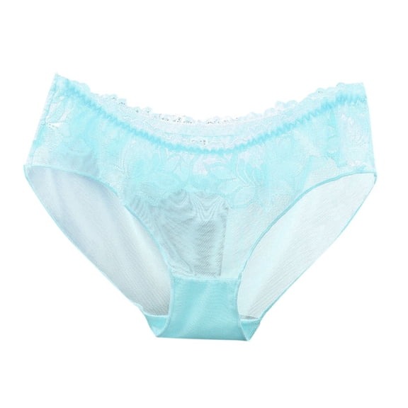 Panties for Women,Transparent Lace Underwear Low Waisted Seamless Mesh Triangle Panties For Women,Womens Underwear,Light Blue,L