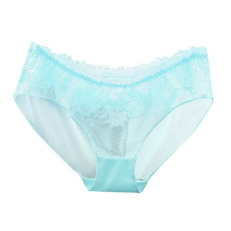 Icvfdpl Panties For Women Transparent Lace Low Waisted Seamless Spicy Transparent Mesh Cotton Triangle Casual Daily Womens Underwear Briefs Blue M