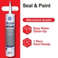 thumbnail image 3 of (6 pack) GE Siliconized Acrylic Painters Pro Sealant Seal & Paint, Pack of 1, White 10 fl oz Cartridge, 3 of 24