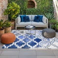 thumbnail image 2 of Blue Morocco Outdoor Rug for Patio/Deck/Porch, Non-Slip Large Area Rug 6 x 9 Ft, Vintage Graffiti Paint Art Boho Dappled Indoor Outdoor Rugs Washable Area Rugs, Reversible Camping Rug Carpet Runner, 2 of 8