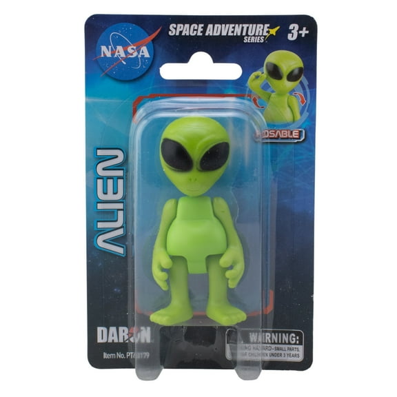 Space Adventure: Alien Figurine - 4 Articulated Points, 3" Vibrant Green Sci-Fi Alien, Posable Action Figure, Cosmic Toy, Classic Design, Kids Ages 3