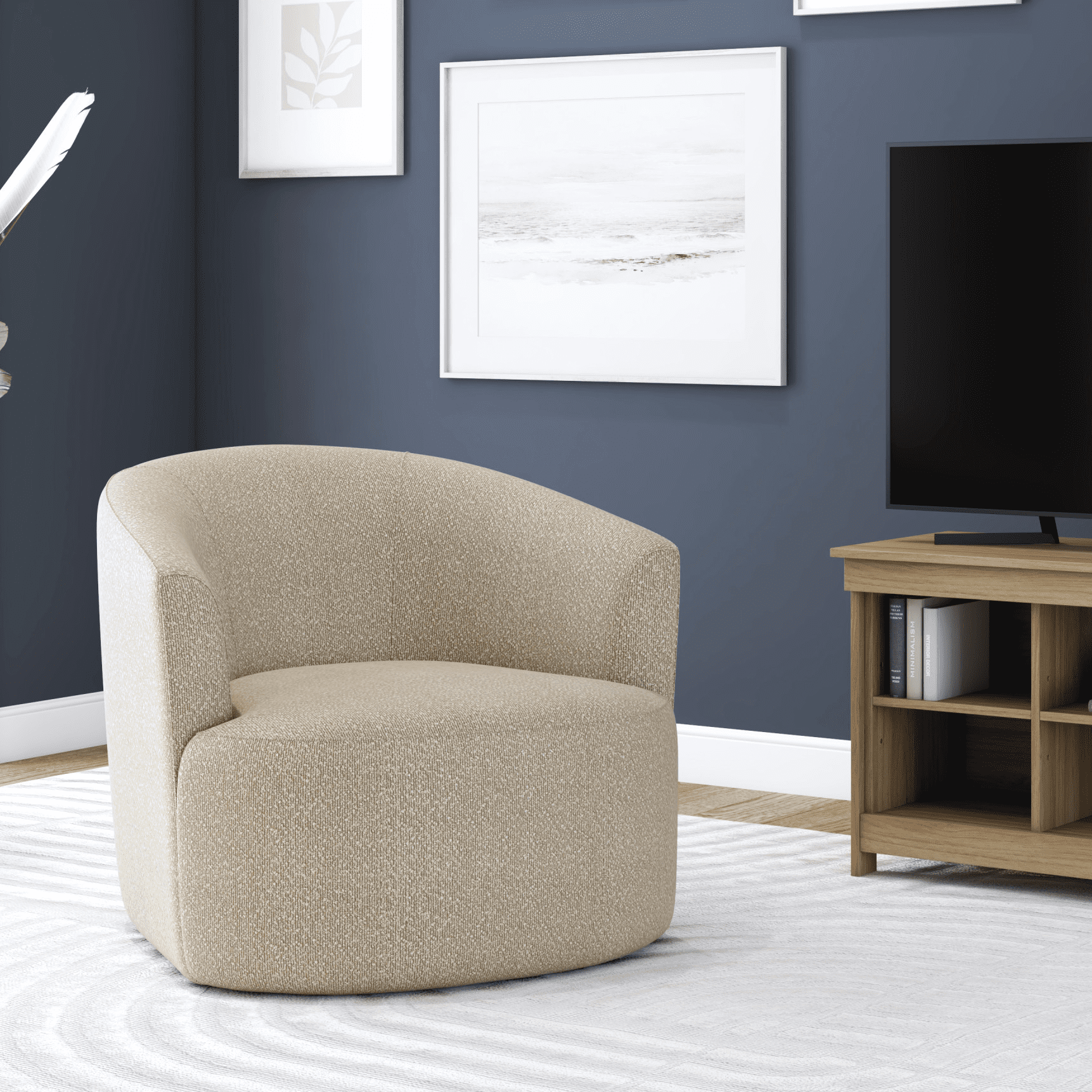 Mainstays Boucle Swivel Accent Chair, Taupe