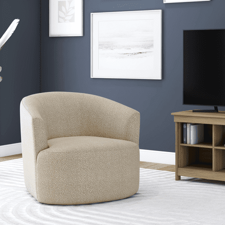 MAINSTAYS BOUCLE SWIVEL ACCENT CHAIR, TAUPE