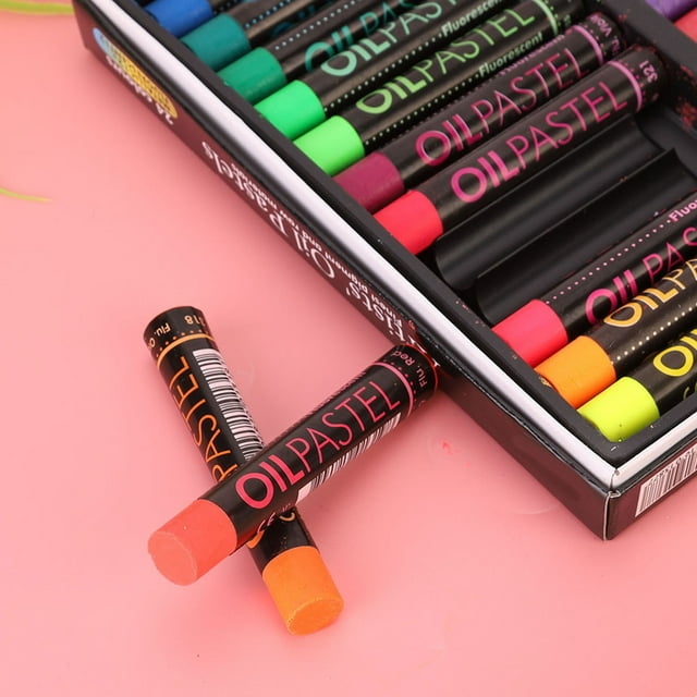 Oil Pastels, 24Pcs Fluorescent Metallic Mixing Coloured Oil Chalk Painting Tool For Kids Artist And Professionals