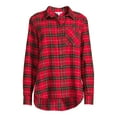 thumbnail image 4 of Time and Tru Women's Button Down Flannel Shirt with Long Sleeves, Sizes XS-3XL, 4 of 6