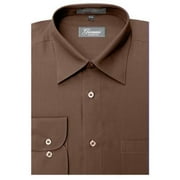 Giovanni CLG1001-17 1-2x32-33 Mens Solid Color Dress Shirt, Brown