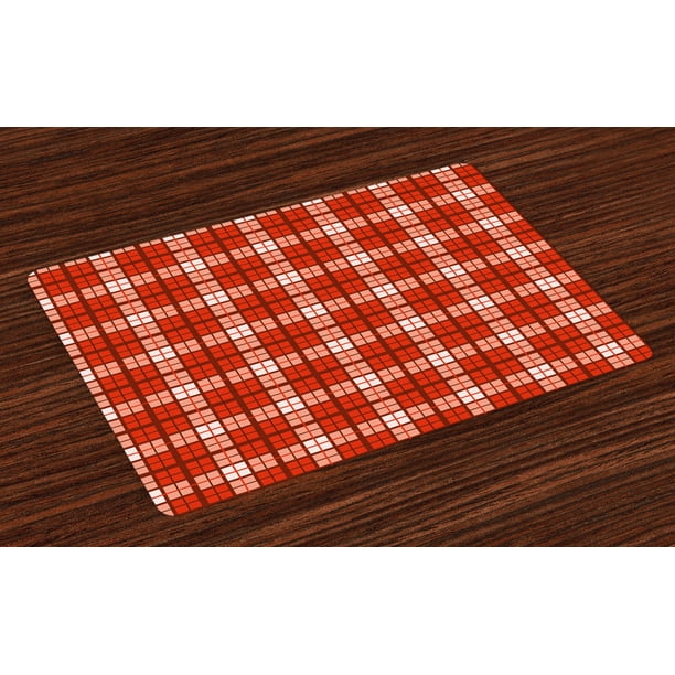 Plaid Placemats Set of 4 Tartan Pattern with Grid Style Vintage Stripes