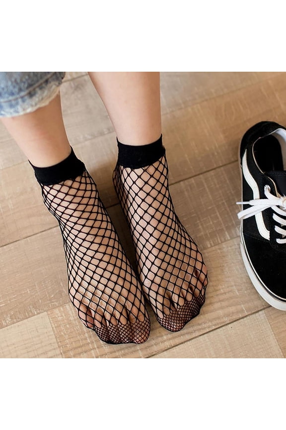 1 Pair Net Socks Hollow Non-slip Elastic Women Ankle Fishnet Socks for Dancing