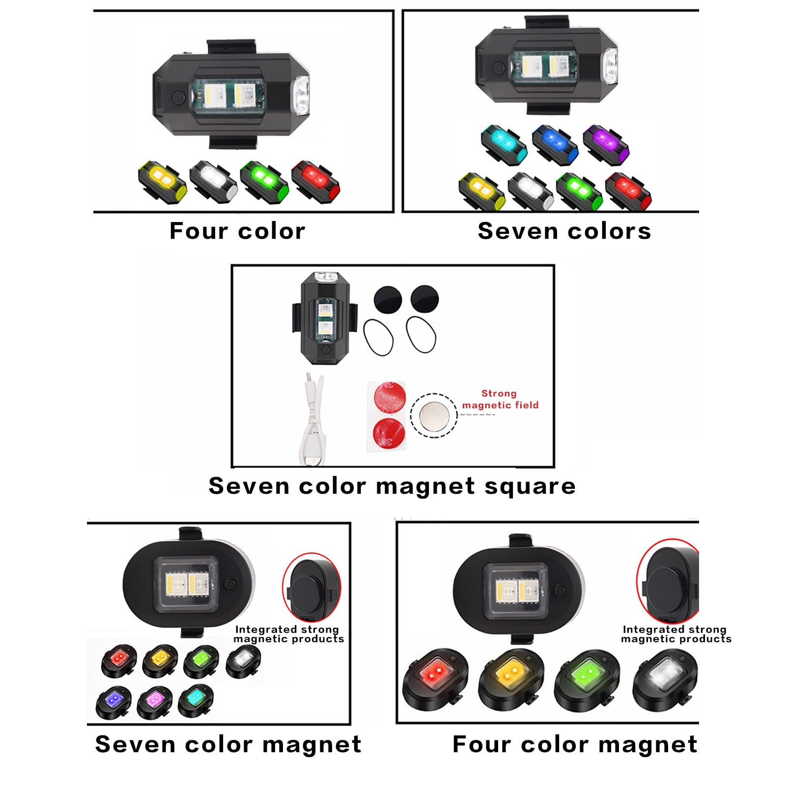 Lights LED Charging Wireless LED Strobe Lights with Remote Control, Motorcycle Lights LED Charging Strobe Lights Locomotive Tail Lights Modified Aircraft Lights Electric Vehicle Lights LED