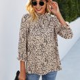 thumbnail image 2 of Frill Trim Stand Collar Shirt Printed Tops Ruffle Sleeve Printed Tops Casual 3/4 Sleeve Shirt 3/4 Sleeve Printed Blouse Women Fashionable Frill Trim Stand Collar Keyhole Back Shirt Anggrek Otros, 2 of 6