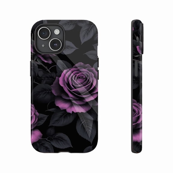 Gothic Purple Rose iPhone Case, Dark Aesthetic Floral Design for Women Men, Compatible with iPhone 11/12/13/14/15/16 (Pro Max/Plus)