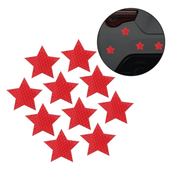 10pcs Reflective Car Stickers with Night Glow Effect for Enhanced Safety Red PVC