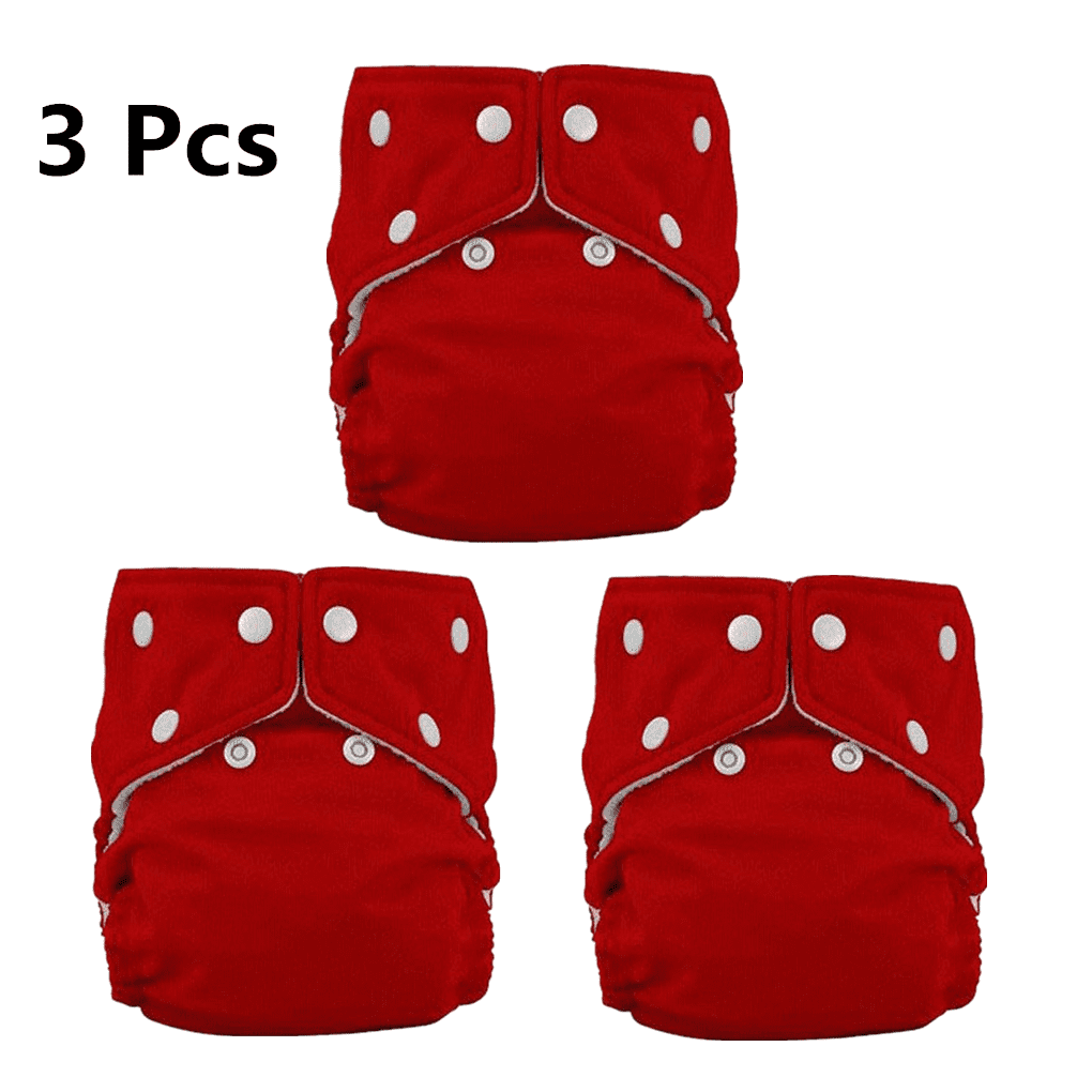 3Pack One size Cloth Diaper double hip snaps 6pcs Pack Fitted Pocket