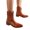 Brown, variant on Stars Cowboy Boots for Women Fashion Hollow out Leather Pointed Toe Low Heel Slip on Wide Mid Calf Cowgirl Booties