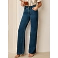 thumbnail image 5 of DOKOTOO Women's Wide Leg Jeans High Waist Elastic Waistband Denim Fashion Stretchy Casual Pants with Straight Leg, 5 of 9