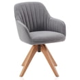 thumbnail image 6 of BELLEZE Mid Century Modern Swivel Accent Chair Linen Upholstered with Beech Wood Legs, Cute Desk Task Chair Armchair for Living Room Bedroom Home Office - Kameron(Grey), 6 of 7