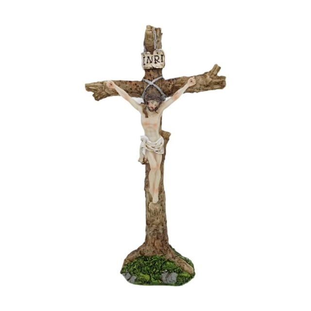 Escultura de Crucifijo de Pie perfecl Cruz de Jesús para Estante de Escritorio Sala de Estar
