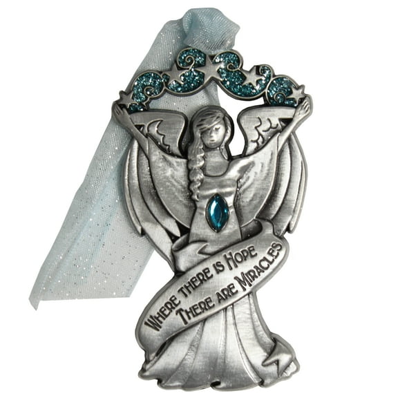 Where There is Hope Pewter Plated Silver Metal Angel Christmas Tree Ornament