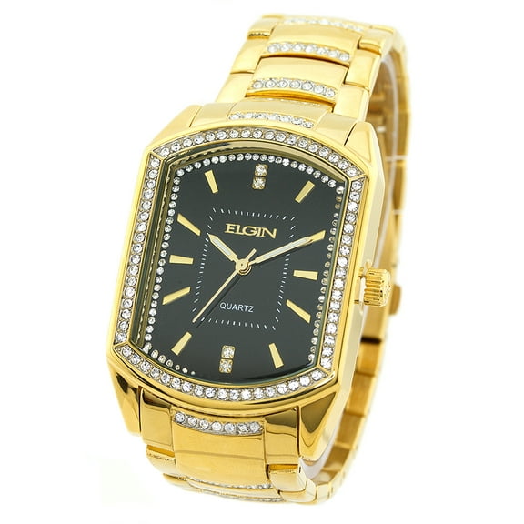 Men's gold tone CZ business clubbing watch 36mm 12mm thick case.