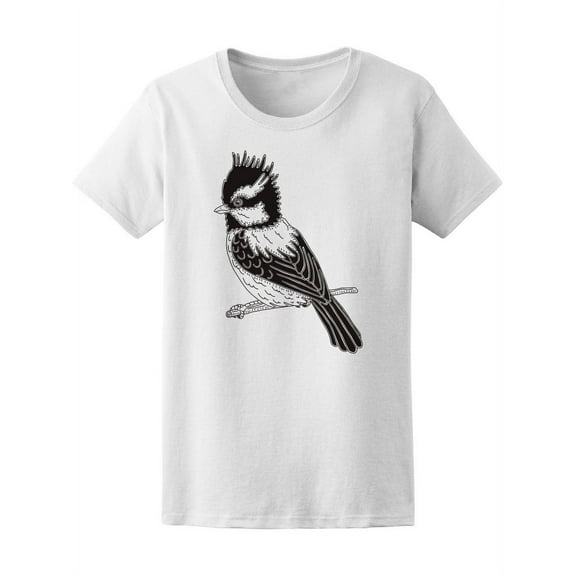 Beautiful Vintage Bird Sketch T-Shirt Women -Image by Shutterstock, Female Medium
