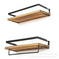 thumbnail image 5 of Estante colgante estante de pared estante de cocina | Madera auténtica | Madera y metal | ideal para cocina baño recibidor salón | con toallero diseño industrial tablero decorativo de madera 2 piezas, 5 of 5