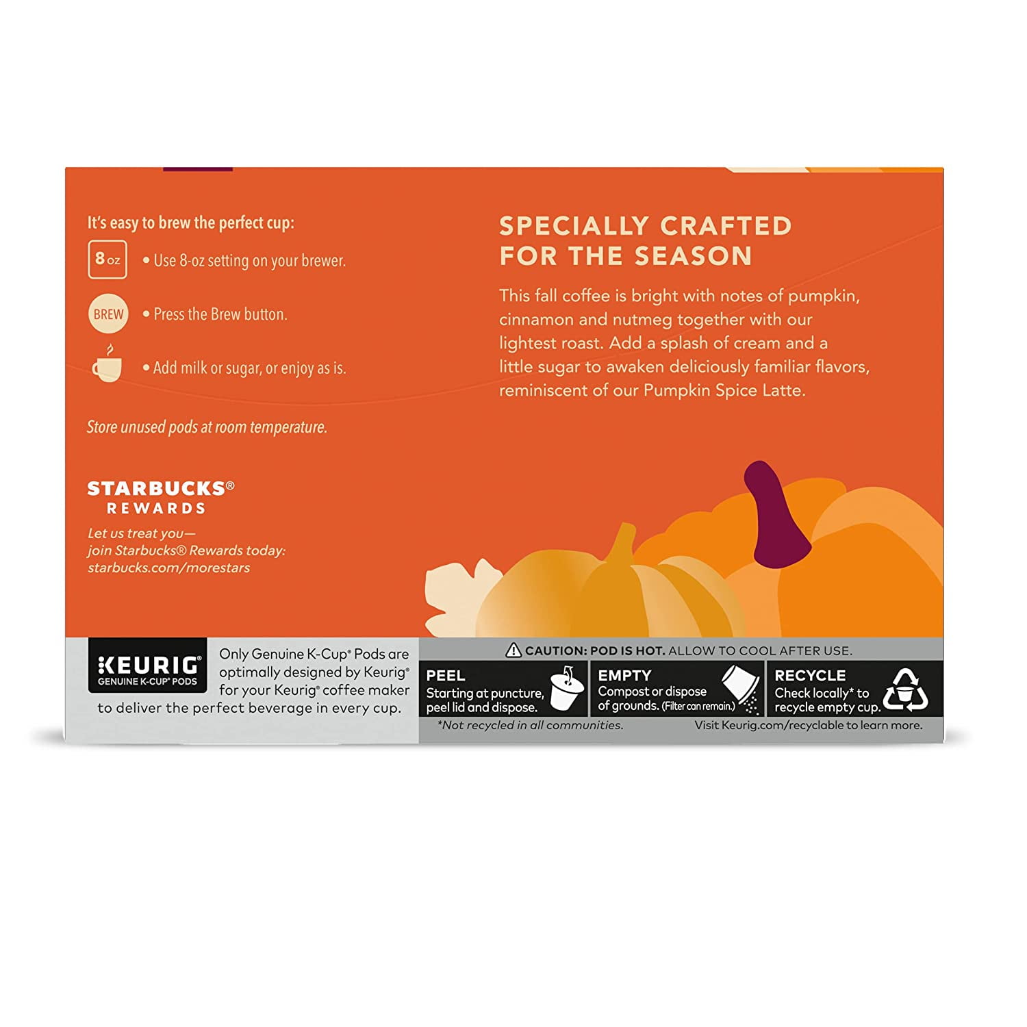 Starbucks K Cup Coffee Pods — Light Roast Coffee — Pumpkin Spice — Fall Limited Edition — 1 box (10 pods) (Pack of 2)