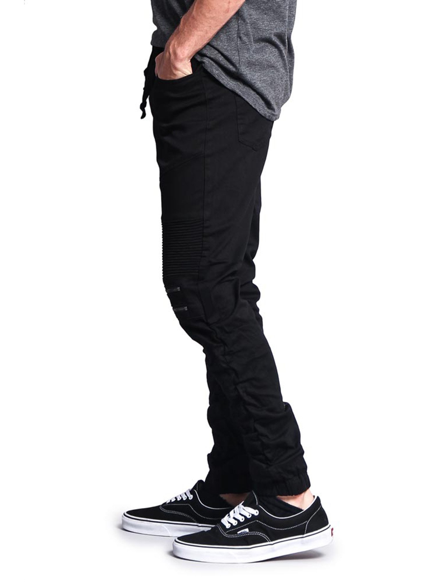 Victorious Men's Scrunch Stacked Biker Twill Jogger Pants
