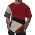 thumbnail image 2 of Nebwoak Mens Oversized T Shirts- Casual Summer Crewneck Fashion Short Sleeve Color Block Shirts Red Size 4XL, 2 of 5