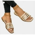 thumbnail image 1 of Sandale Plate pour Femmes, Grande Taille, Surface en Daim Beige 40=US 9, 1 of 2